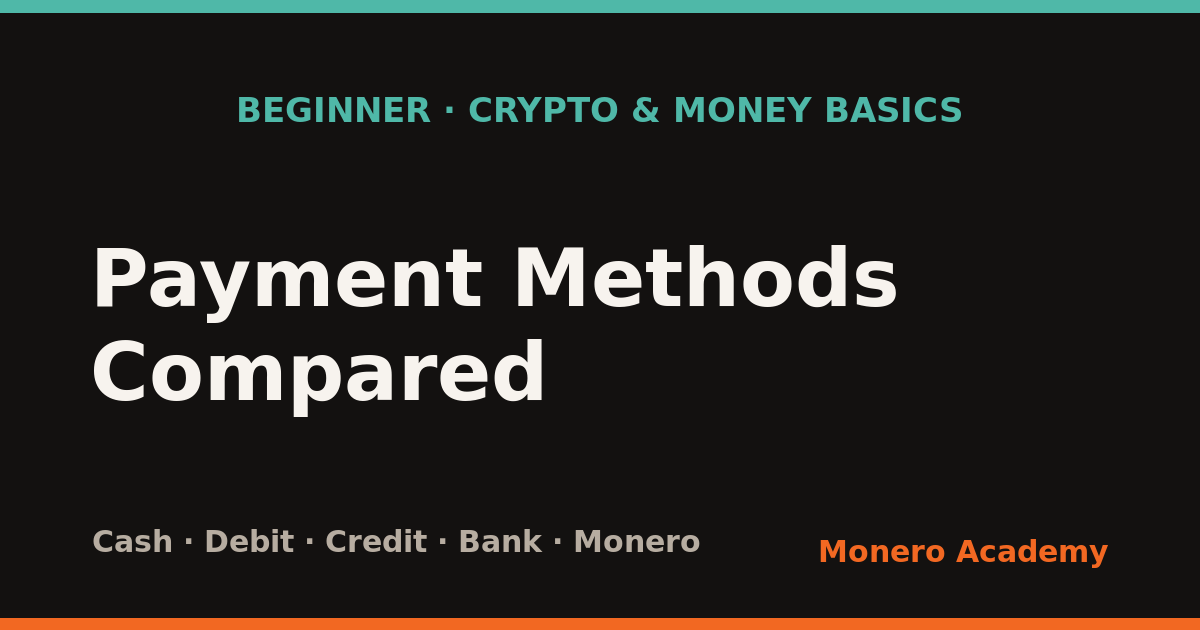 Payment Methods Compared: Cash, Cards, Banks & Monero